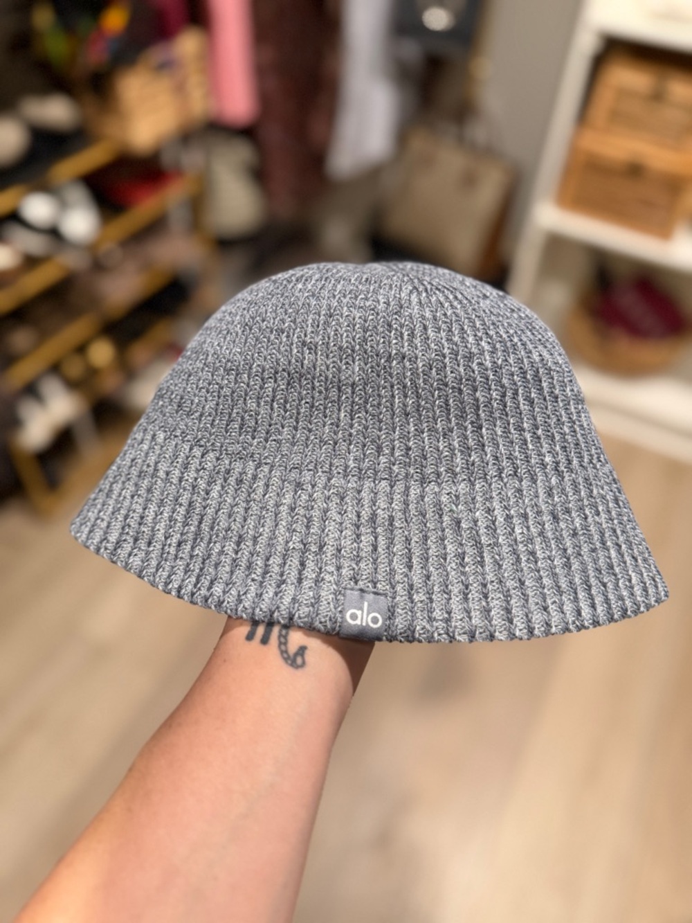 Alo Knit Bucket Hat in Heather Gray NWOT